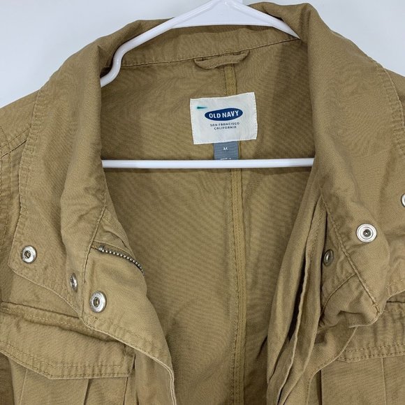 Old Navy Utility Jacket Khaki Tan Zip Button Front Pockets - Picture 3 of 12